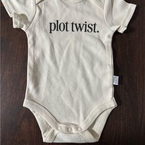 Cream Baby Onesie with 'Plot Twist' Print